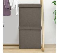 vidaXL Tabourets de rangement pliables lot de 2 taupe faux lin338778 Taupe G