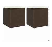 vidaXL Tabourets Jardin avec Coussins Lot de 2 Marron résine tressée, siège de Jardin, sièges d'extérieur, Tabouret Cube, sièges de Jardin