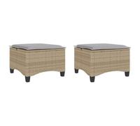 vidaXL Tabourets Jardin Coussins 2 pcs Beige 55x55x36cm résine tressée, siège de Jardin, sièges d'extérieur, Tabouret Cube, sièges de Jardin