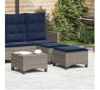 Tabourets jardin coussins 2 pcs gris 55x55x36 cm résine tressée