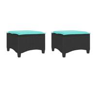 vidaXL Tabourets Jardin Coussins 2 pcs Noir 55x55x36 cm résine tressée, siège de Jardin, sièges d'extérieur, Tabouret Cube, sièges de Jardin