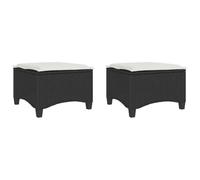 vidaXL Tabourets Jardin Coussins 2 pcs Noir 55x55x36 cm résine tressée, siège de Jardin, sièges d'extérieur, Tabouret Cube, sièges de Jardin