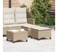 vidaXL Tabourets de jardin 2 pièces 55×55×36 cm résine tressée, coussins beige