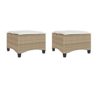 vidaXL Tabourets de jardin 2 pièces 55×55×36 cm résine tressée, coussins beige