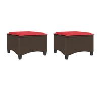vidaXL Tabourets Jardin Coussins 2pcs Marron 55x55x36cm résine tressée