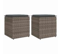 vidaXL Tabourets de jardin avec coussins lot de 2 gris 40x40x43 cm poly rotin
