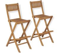 Vidaxl Tabourets Pliables De Bar D'extérieur Lot De 2 Bois Teck Solide