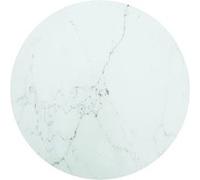 vidaXL Tafelblad Ã˜60x0,8 cm gehard glas met marmeren design wit322248 Blanc G