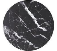 vidaXL Tafelblad Ã˜60x0,8 cm gehard glas met marmeren design zwart322264 Noir G