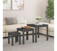 vidaXL Tafeltjesset 3 st massief grenenhout grijs824975 Gris G