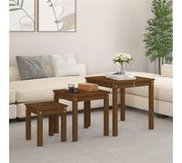 Tables Gigognes Salon Chambre 3 pcs Marron Miel Bois de Pin Massif vidaXL