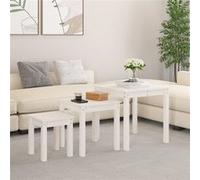 vidaXL Tables gigognes 3 pcs Blanc Bois de pin massif 824974