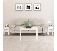 vidaXL Tafeltjesset 3 st massief grenenhout wit824979 Blanc G