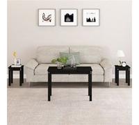 Vidaxl Tables Gigognes 3 Pcs Noir Bois De Pin Massif Marron