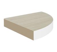 Etagère d angle murale Chêne et blanc 25x25x3,8 cm MDF