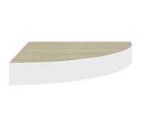 Etagère d angle murale Chêne et blanc 35x35x3,8 cm MDF