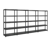 vidaXL ?tag¿¿re de rangement ¿¿ 5 niveaux Noir 366x45,7x185 cm Plastique