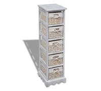 Vidaxl ¿¿Tag¿¿Re De Rangement En Bois 5 Paniers En Tissage Blanc Blanc