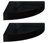 vidaXL Étagères d'angle flottantes 2 pcs Noir brillant 25x25x3,8cm MDF