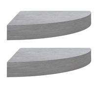 vidaXL Étagères d'angle murales flottantes lot de 2 Gris béton 25x25x3,8 cm MDF