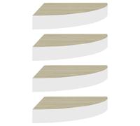 vidaXL ?tag¿¿res d'angle murales 4 pcs Ch¿ºne et blanc 25x25x3,8 cm MDF