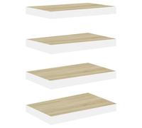 Vidaxl ?Tag¿¿Res Flottantes 4 Pcs Ch¿ºne Et Blanc 50x23x3,8 Cm Mdf Multicolore