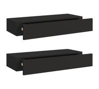 Vidaxl ?Tag¿¿Res ¿¿ Tiroirs Murales 2 Pcs Noir 60x23,5x10 Cm Mdf Multicolore