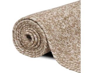 Vidaxl Tapis Basketweave Naturel Et Blanc 240 X 240 Cm Jute