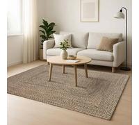 Vidaxl Tapis Basketweave Naturel Et Noir 160 X 160 Cm Jute