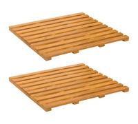 vidaXL Tapis de bain Uni Marron 100 x 53 cm bois