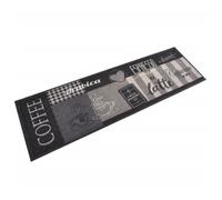 vidaXL Tapis de cuisine lavable imprimé café velours 45x150 cm Noir