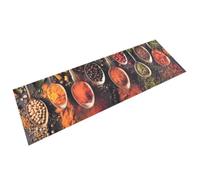 vidaXL Tapis de Cuisine Lavable Impression Cuillère Épices, Carpette de Salle à Manger Antidérapante, Moquette Intérieur et Extérieur, Moderne, 60x180 cm