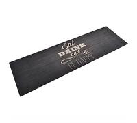 vidaXL Tapis de Cuisine Lavable Impression Cuisine Noir 60x180 cm, Tapis de Sol de Cuisine, Tapis de Cuisine antidérapant, Tapis de Cuisine imperméable