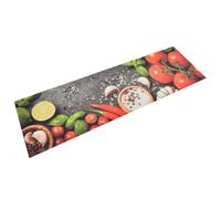vidaXL Tapis de Cuisine Lavable Impression Légumes, Tapis de Couloir Antidérapant, Paillasson d'Entrée, Tapis de Sol Maison Intérieur, 45x150 cm Velours