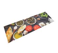 vidaXL Tapis de Cuisine Lavable Impression vin dîner 60x180 cm Velours, Tapis de Sol de Cuisine, Tapis de Cuisine antidérapant, Tapis de Cuisine imperméable