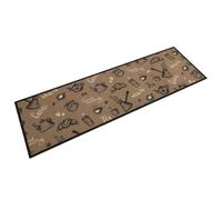 vidaXL Tapis de Cuisine Lavable Imprimé Morning, Paillasson Antidérapant, Tapis de Sol, Tapis Devant Évier, Moderne, Brun 45x150 cm Velours