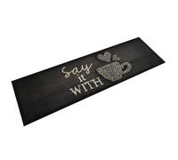 vidaXL Tapis de cuisine lavable imprimé tasse noir 45x150 cm velours