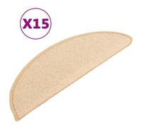 vidaXL Tapis d'escalier 15 pièces 65 x 21 x 4 cm Crème Demi-rond Grand 149861