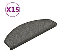 vidaXL Tapis d'escalier 15 pièces 65 x 24 x 4 cm Gris foncé Demi-Rond Grand