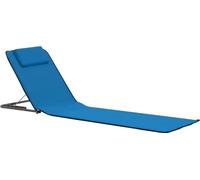 vidaXL Tapis de plage pliable 2 pièces acier et tissu bleu