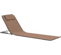 vidaXL Tapis de plage pliable 2 pièces acier et tissu brun