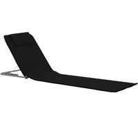 vidaXL Tapis de plage pliable 2 pièces acier et tissu noir