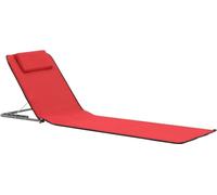 vidaXL Tapis de plage pliable 2 pièces acier et tissu rouge