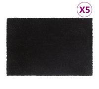 Vidaxl Tapis De Porte 5 Pcs Noir 40x60 Cm Fibre De Coco Touffeté