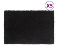 Vidaxl Tapis De Porte 5 Pcs Noir 40x60 Cm Fibre De Coco Touffeté