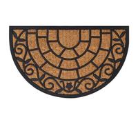 vidaXL Tapis de Porte Demi-Rond, Paillasson Antidérapant, Tapis de Sol, Tapis d'Entrée Jardin, Moderne, 45x75 cm Caoutchouc et Fibre de Coco