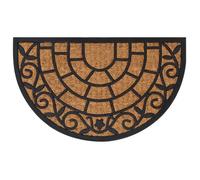 vidaXL Tapis de Porte Demi-Rond, Paillasson Antidérapant, Tapis de Sol, Tapis d'Entrée Jardin, Moderne, 45x75 cm Caoutchouc et Fibre de Coco