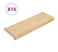 vidaXL Tapis de sol 15 pièces 65x21x4 cm Crème Bord rectangulaire