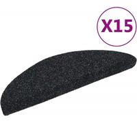 vidaXL Tapis de sol auto-adhésifs 15 pcs. 56x17x3 cm noir demi-rond
