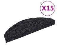 Tapis D'escalier Auto-Adhésif Poinçon Aiguilleté 15 Pcs Noir